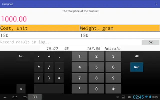 Calculator calc price android App screenshot 1